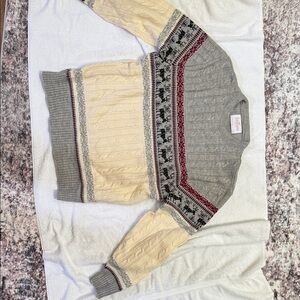 Pendleton Gray and Cream Crewneck Sweater with Red Accents